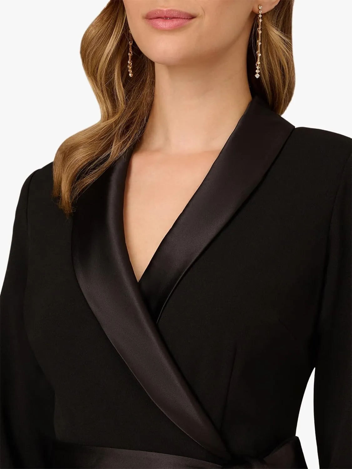 Adrianna Papell Women's Knit Crepe Tuxedo Wrap Dress