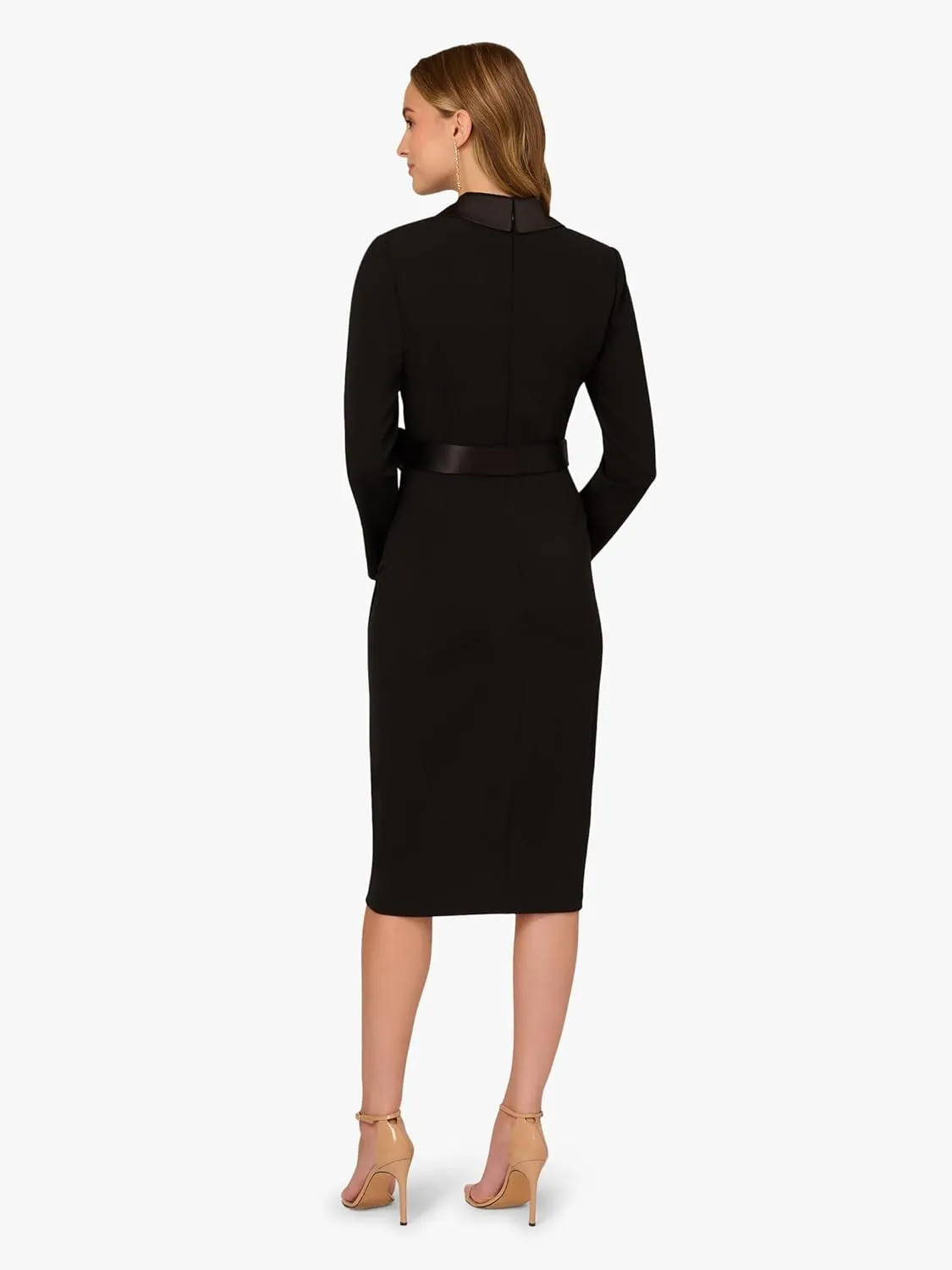 Adrianna Papell Women's Knit Crepe Tuxedo Wrap Dress