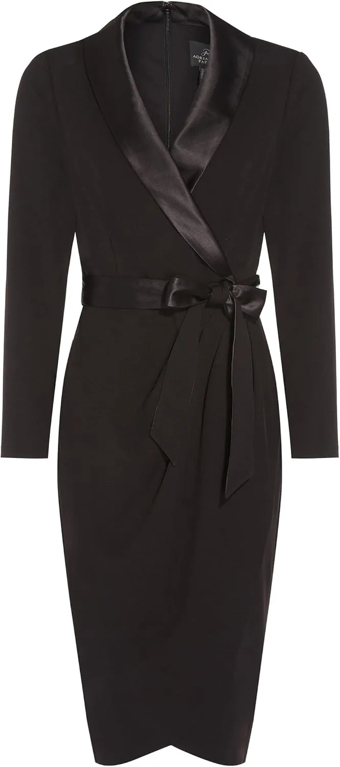 Adrianna Papell Women's Knit Crepe Tuxedo Wrap Dress