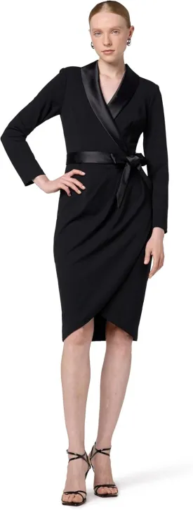 Adrianna Papell Women's Knit Crepe Tuxedo Wrap Dress