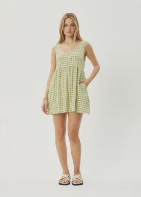 Afends Darcy Jesse Hemp Seersucker Hemp Mini Dress - Lemongrass Check