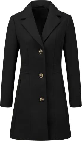 Allegra K Women's Trench Coats Single Breasted Long Outerwear Winter Coat