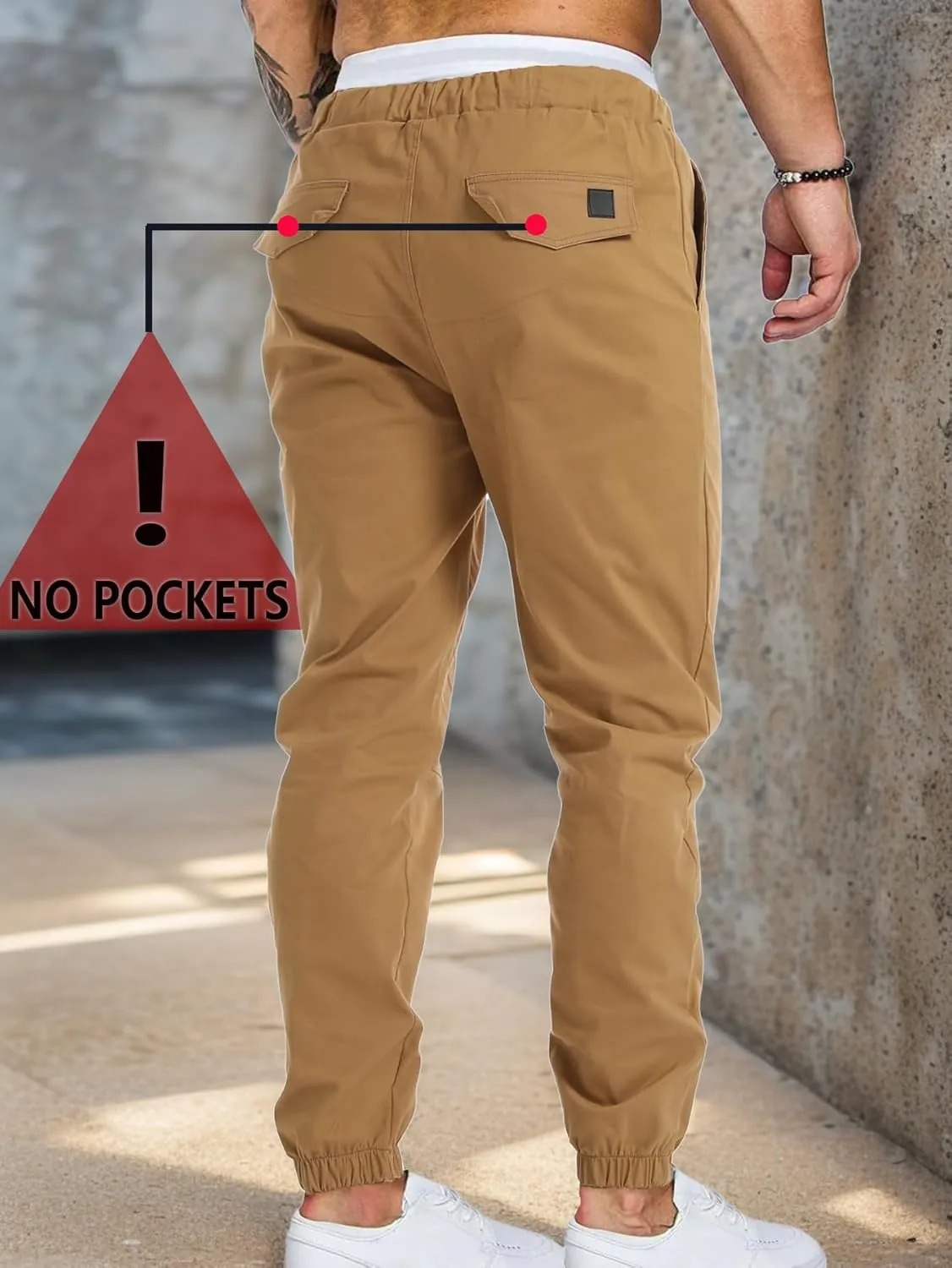 AUTIWITUA Men's Casual Jogger Pants Lightweight Cotton Drawstring Cargo Pants Outdoor Hiking Twill Track Tapered Pants