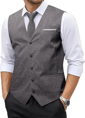 Barry.Wang Mens Plaid Suit Waistcoat Wool Blend Tailored Collar/V-neck 3 Pocket Check Vest Formal/Leisure