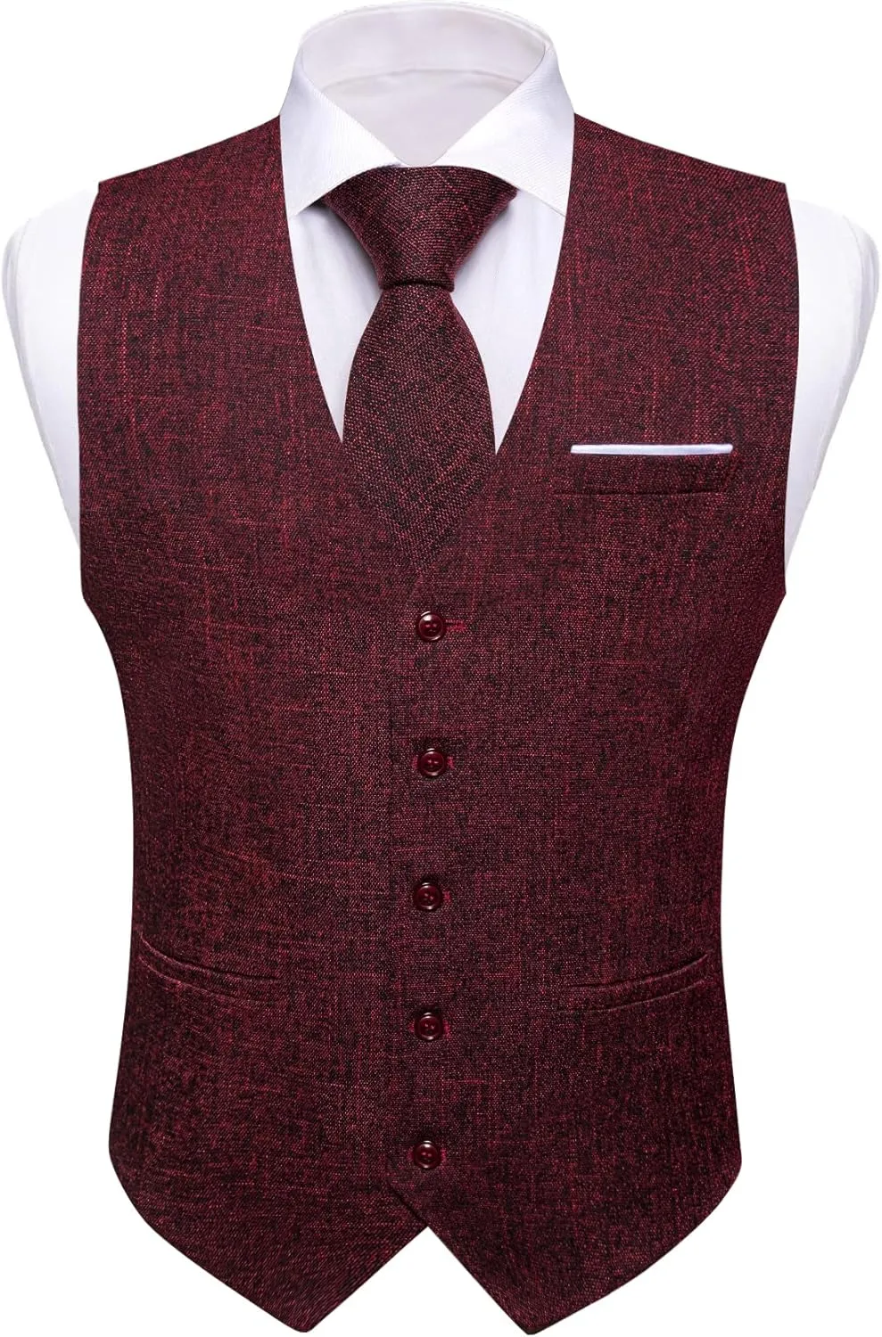 Barry.Wang Mens Plaid Suit Waistcoat Wool Blend Tailored Collar/V-neck 3 Pocket Check Vest Formal/Leisure