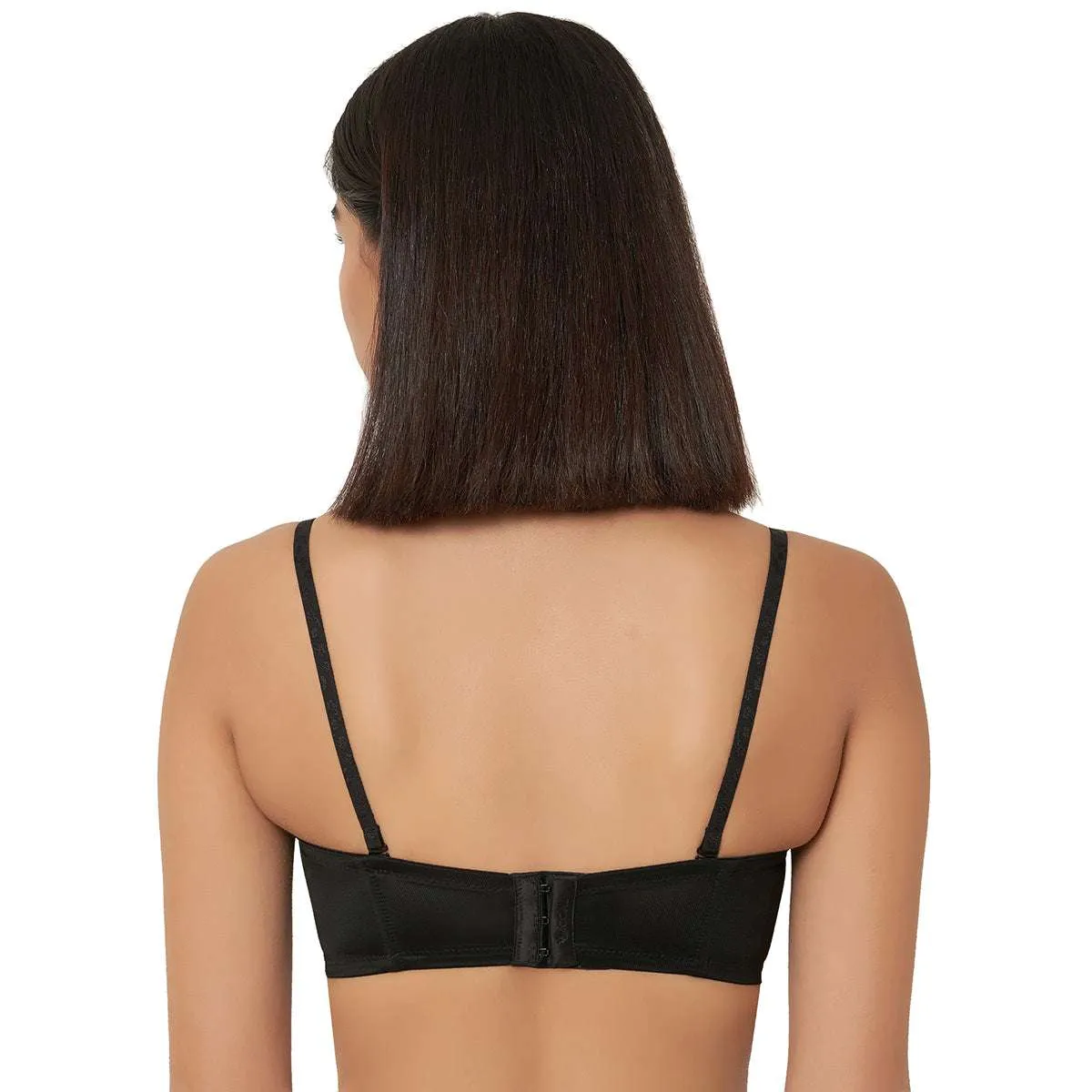 Basic Non Wire Strapless Padded Half Cup Bra  - Black