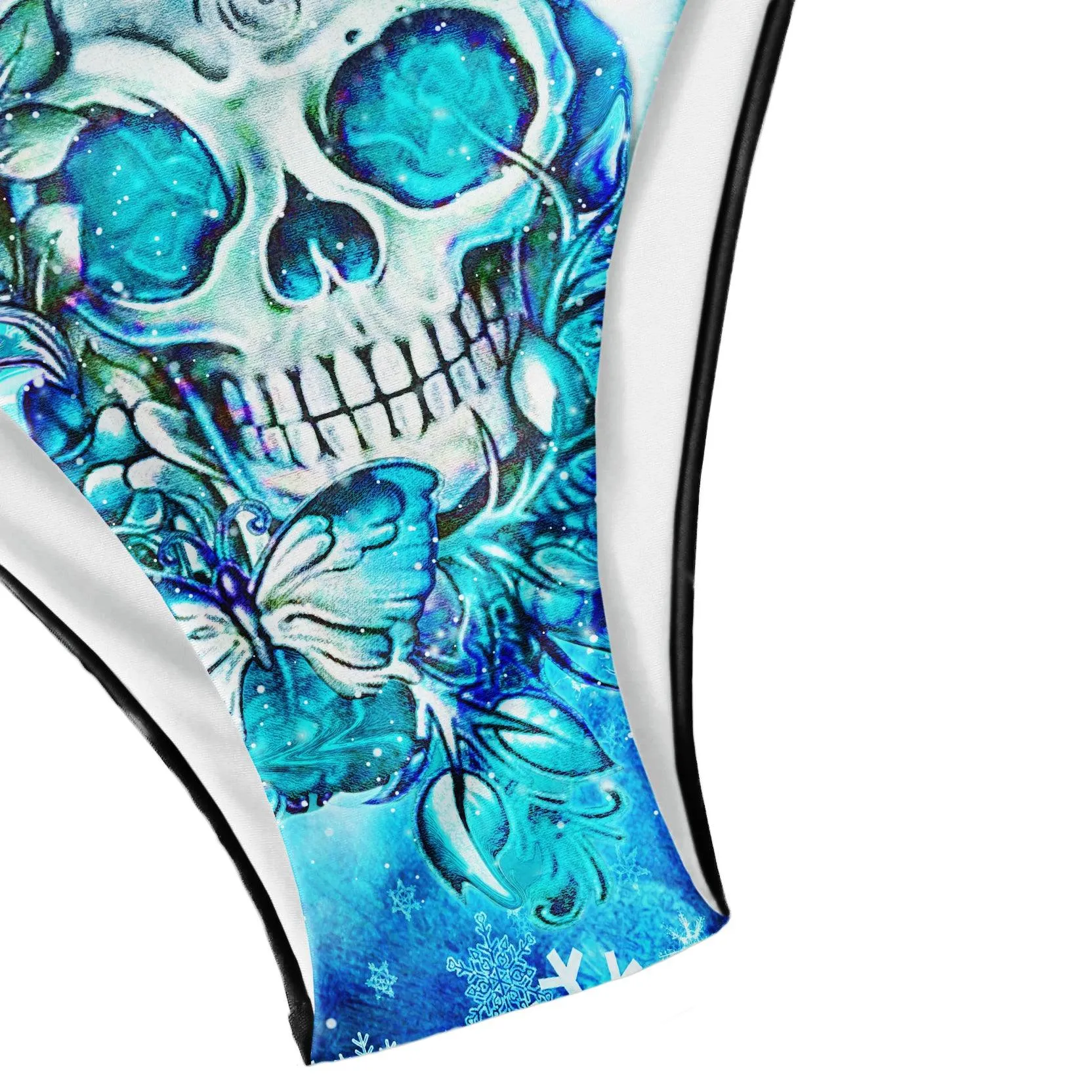 Blue Crystal Skull Ice Micro Triangle Bikini Swimsuit