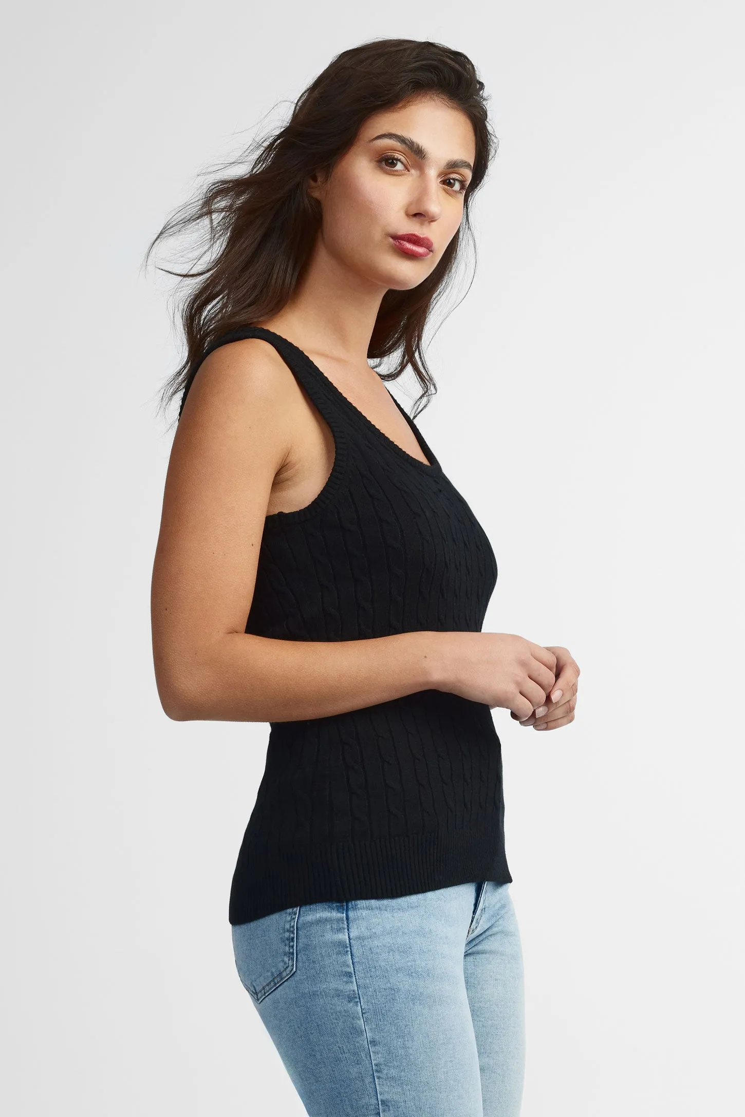 Camisole ajustée tricot câble - Femme