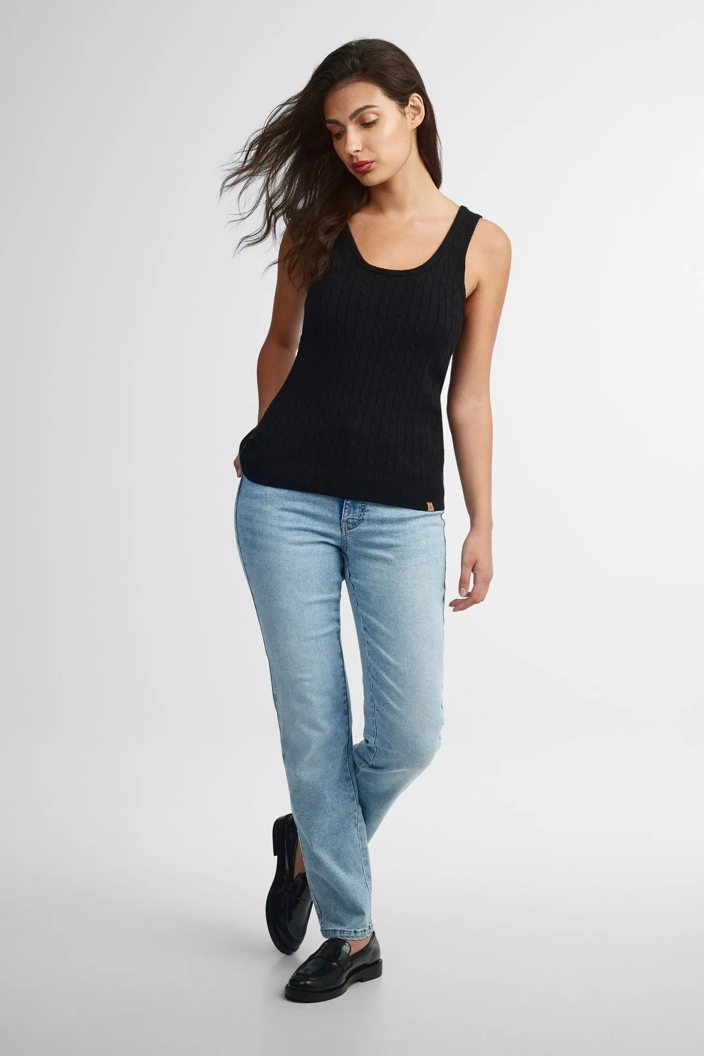 Camisole ajustée tricot câble - Femme