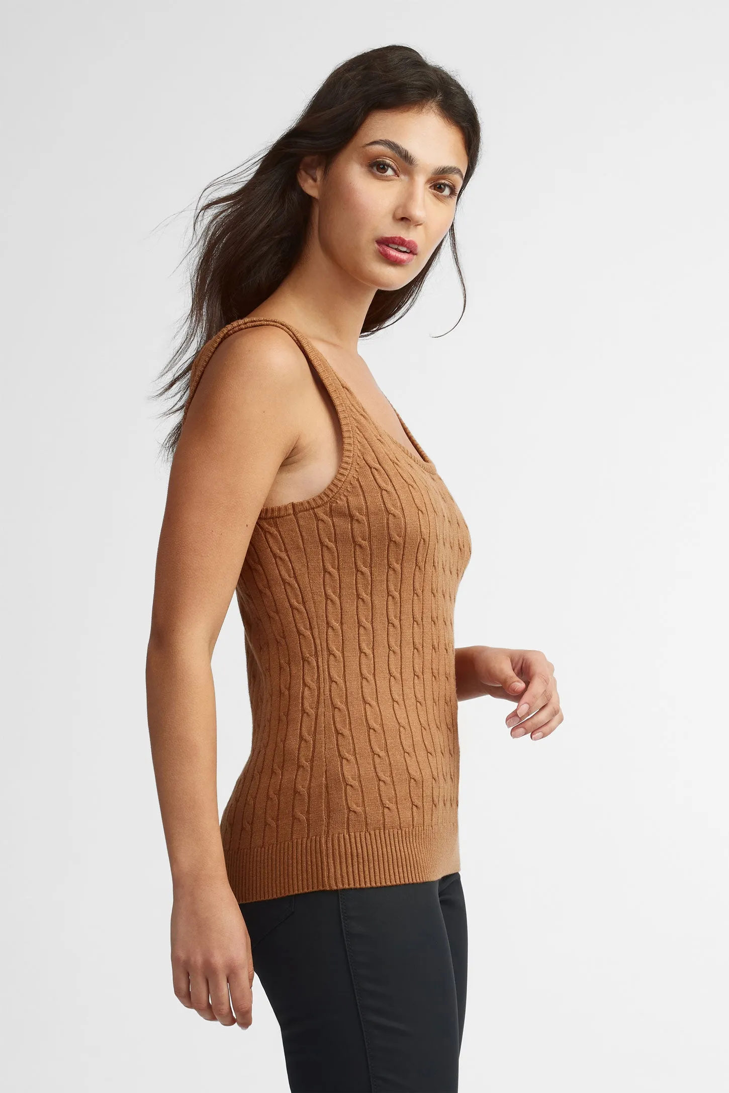 Camisole ajustée tricot câble - Femme