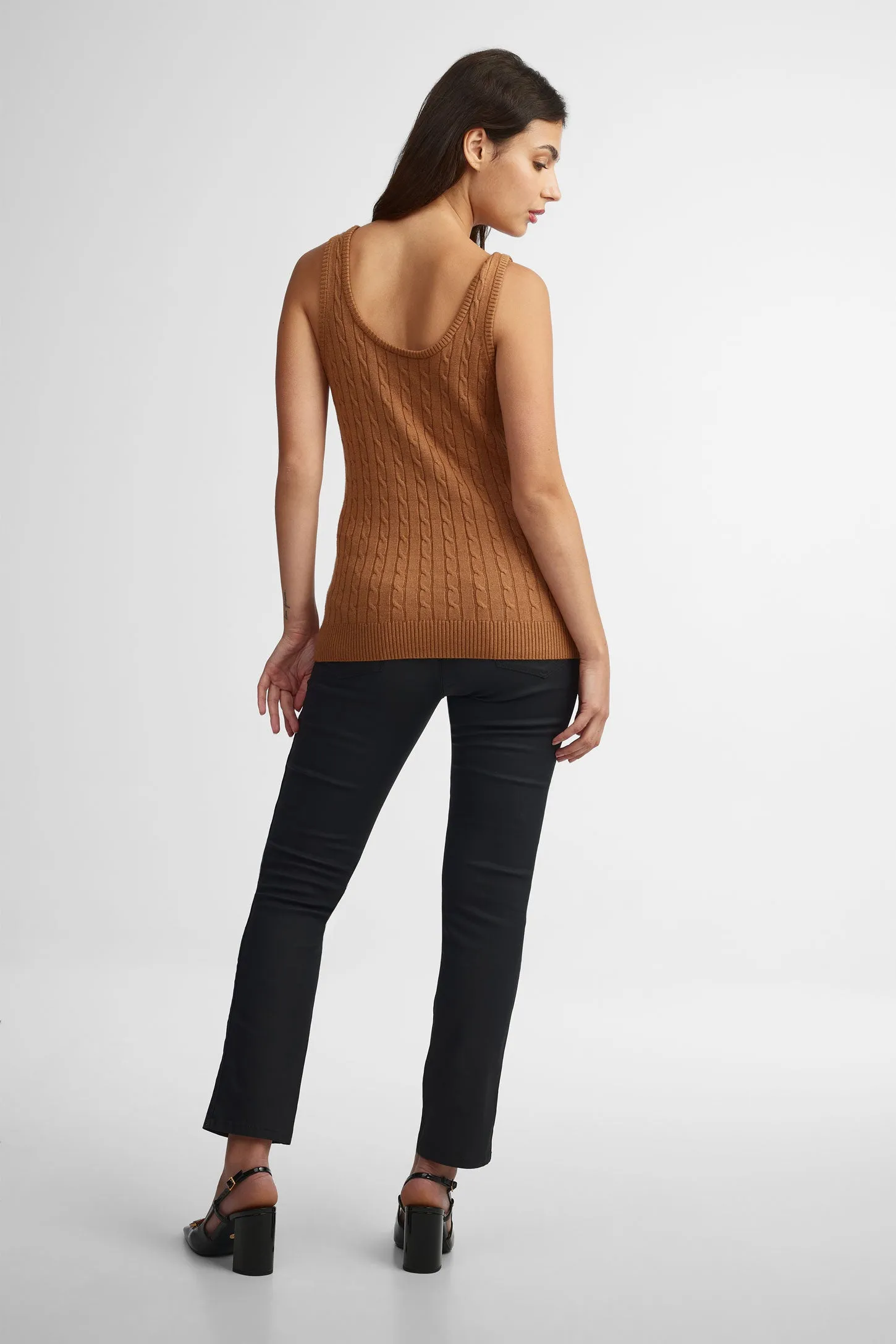 Camisole ajustée tricot câble - Femme