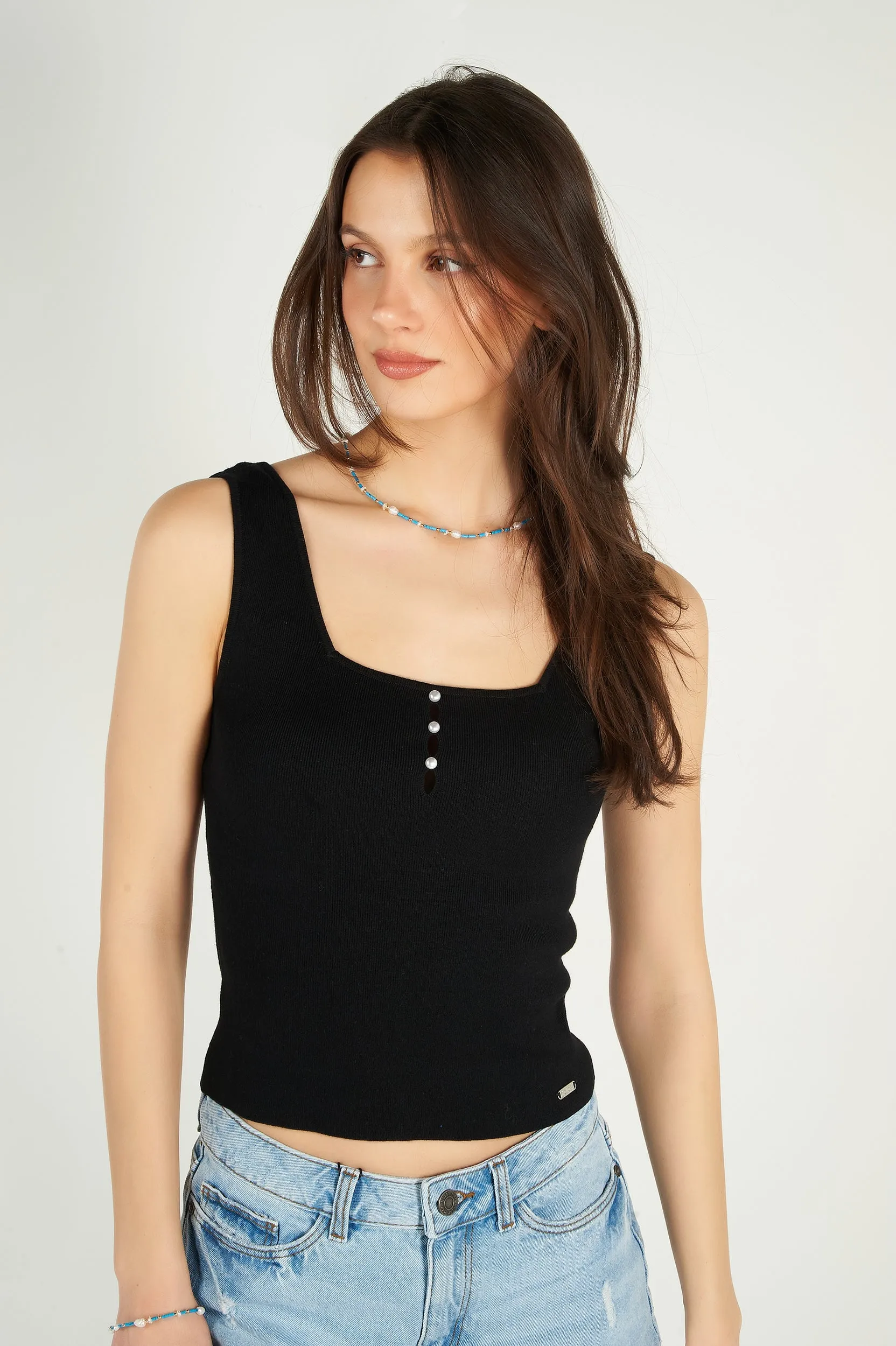 Camisole courte côtelée - LUA-W1 - (E-B14) - VENTE FINALE
