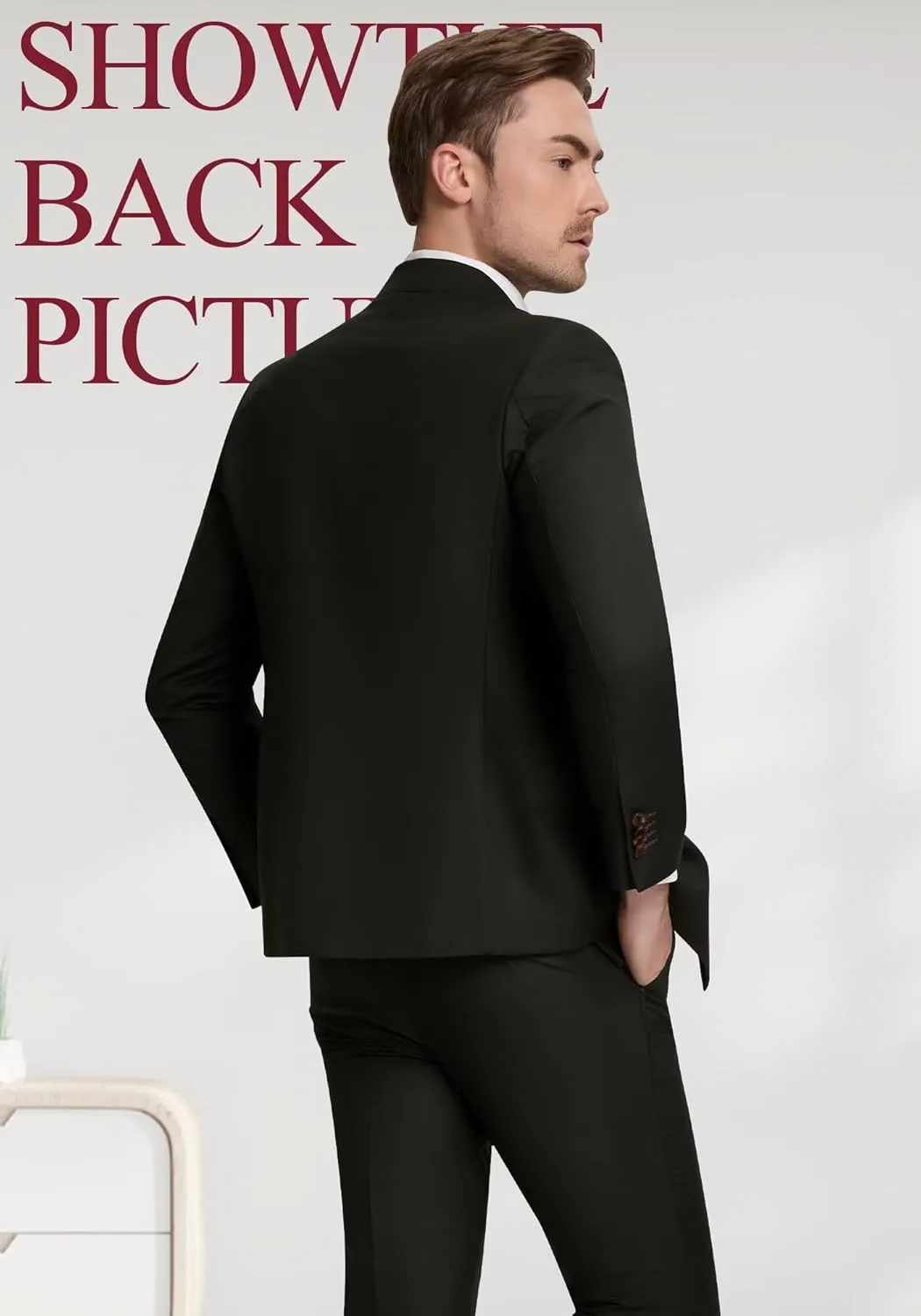 Double Breasted Suit Men Slim Fit 2 Pieces Suit Blazer Pants Formal 2 Button Tuxedo Jacket for Wedding Business Prom