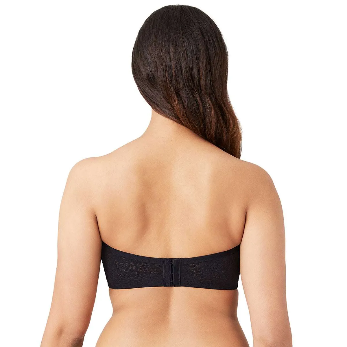 Halo Lace Non Padded Wired Half Cup Bridal Wear Plus Size Strapless Lace Bra - Black