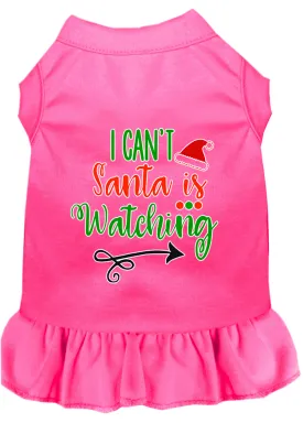 I Can't, Santa Is Watching Screen Print Dog Dress Bright Pink Xxxl