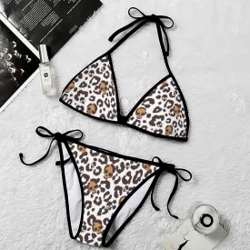 Leopard Pattern Skull Art String Triangle Bikini