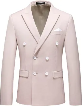 Mens Suit Jacket Double Breasted Blazer Men Slim Fit Casual Prom Wedding Daily Tux Suit Coats Blazer