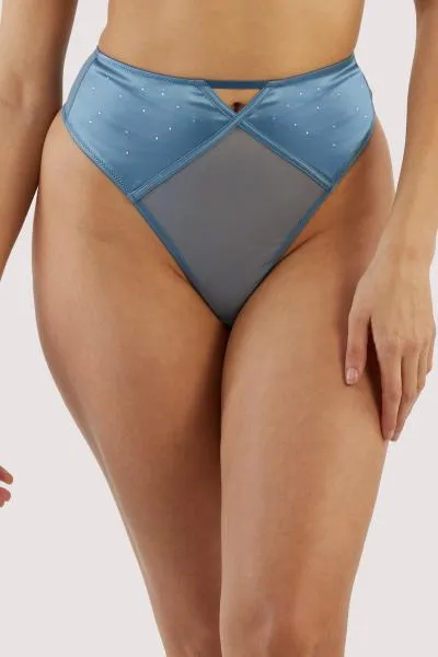 Olympia Diamante Detail High Waist Thong - Storm Grey -