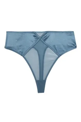 Olympia Diamante Detail High Waist Thong - Storm Grey -