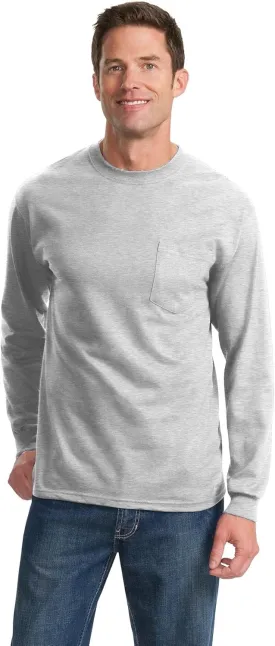 Port & Company Men's Long Sleeve Essential T Shirt with Pocket