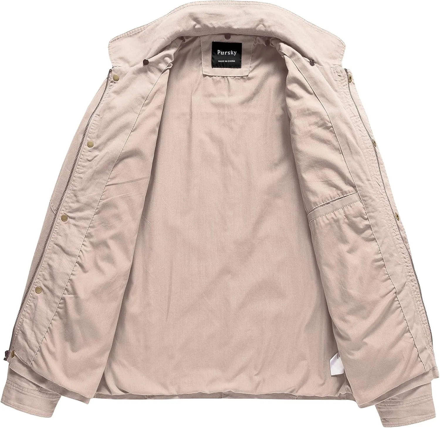 Pursky Men's Canvas Cotton Military Casual Field Jacket Outerwear With Removable Hood