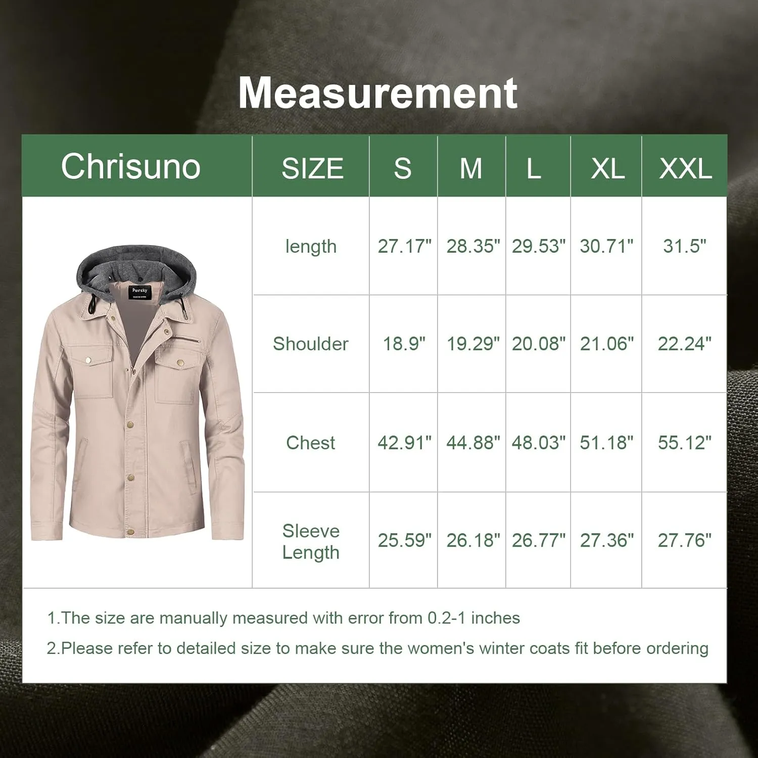 Pursky Men's Canvas Cotton Military Casual Field Jacket Outerwear With Removable Hood