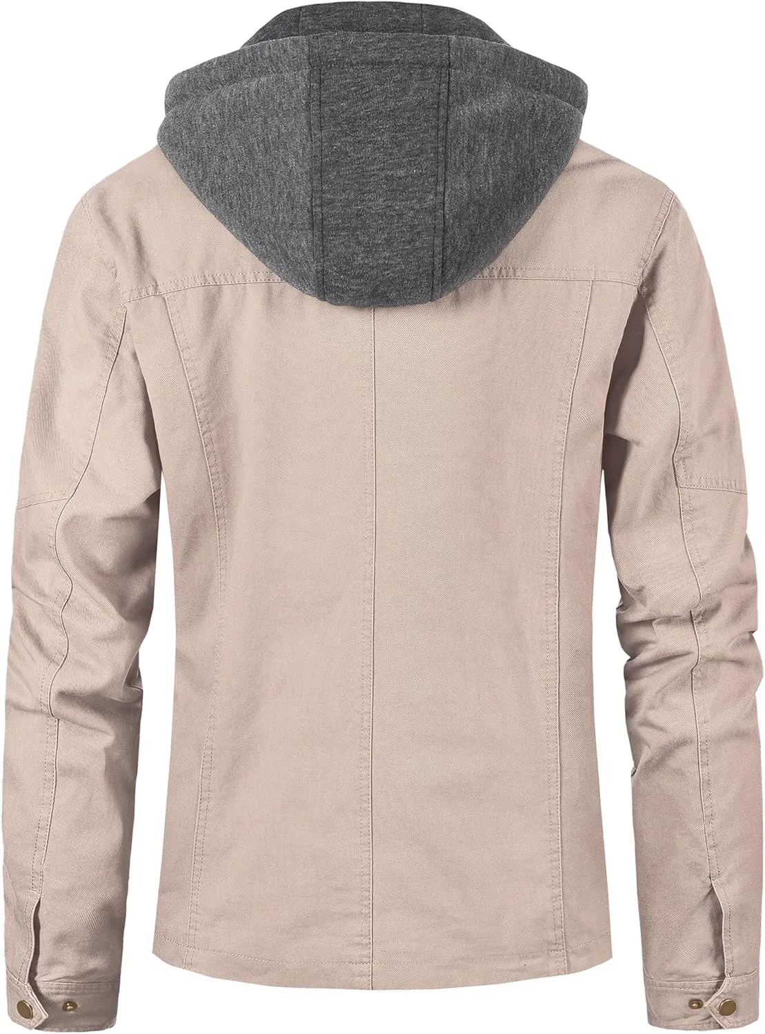 Pursky Men's Canvas Cotton Military Casual Field Jacket Outerwear With Removable Hood