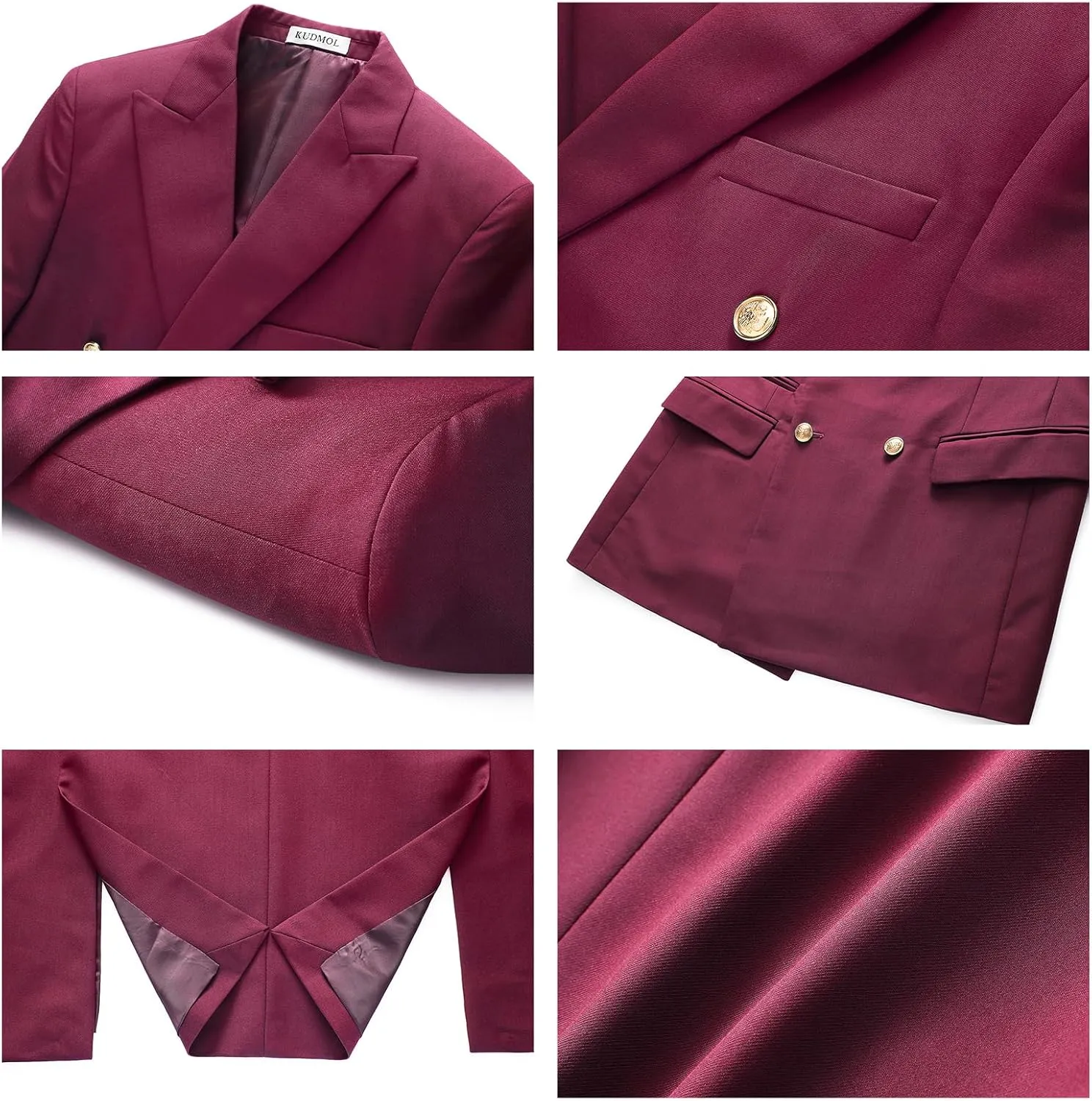 Suit for Men Solid Double Breasted 2 Piece Tuxedo Set Regular Fit Peak Lapels Jacket and Pants