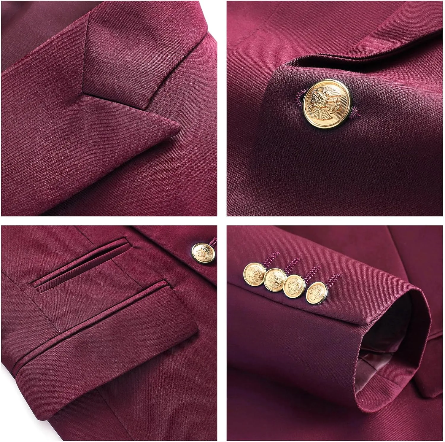Suit for Men Solid Double Breasted 2 Piece Tuxedo Set Regular Fit Peak Lapels Jacket and Pants