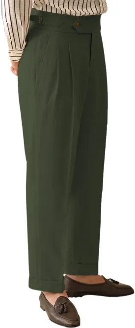 Vintage Men's Cotton Casual Pants Relaxed Fit Trousers Twill Dress Pants