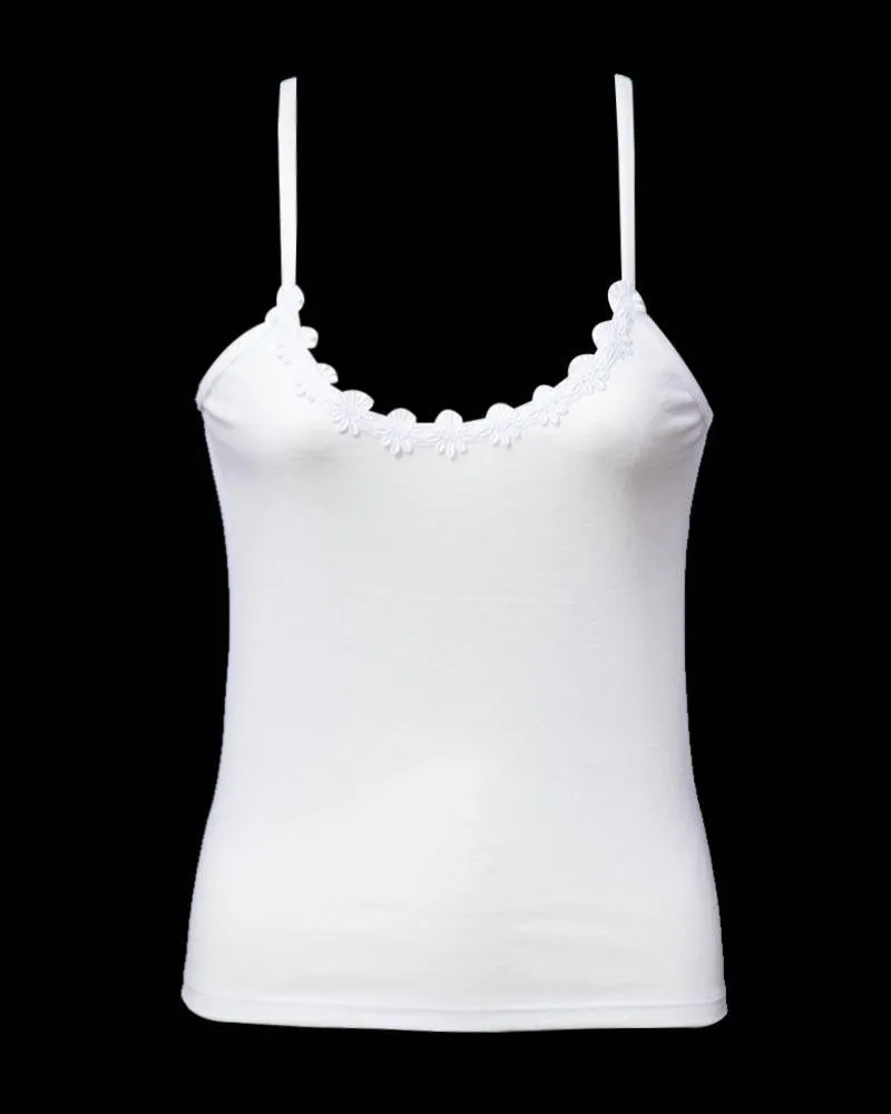 White Flower Neck Design Teen Age Camisole
