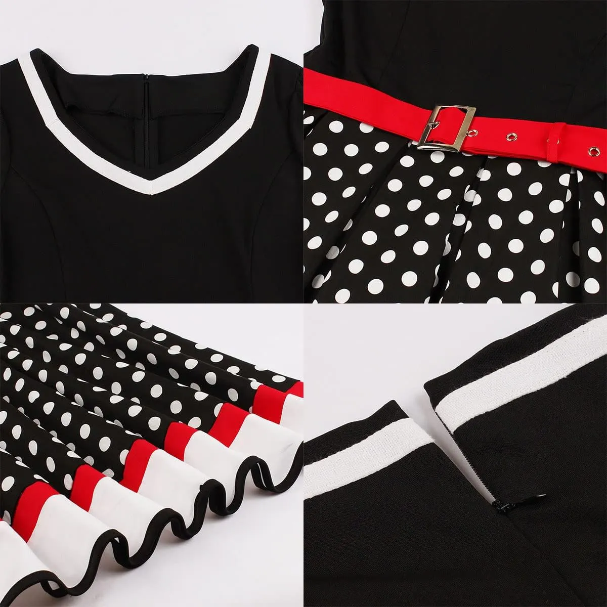 Women 1950s Vintage Short Sleeve Peter Pan Collar Retro Swing A Line Midi Summer Dress Cocktail Party Evening Prom Gown