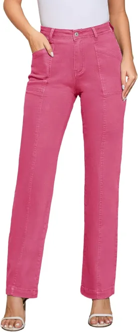 Women Stretchy Chino Pants High Waisted Cargo Pants Women's Casual Straight Leg Pants Fall Cotton Trousers