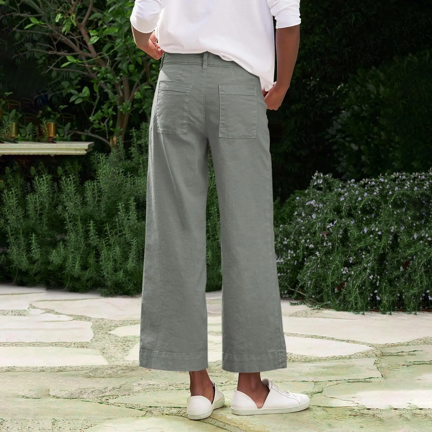 Womens Pants, Casual Pants Linen Loose Peasant Straight Leg Striped Side 2025