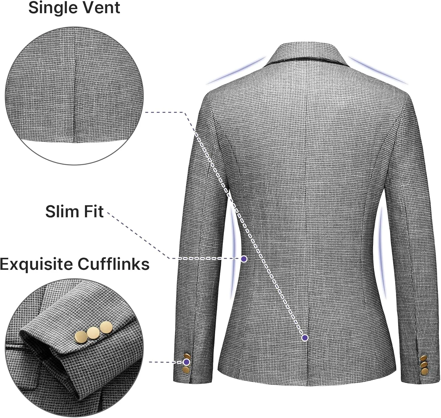 Women's Suit 2 Piece Set Business Pants Suit for Women Pinstripe Houndstooth Blazer