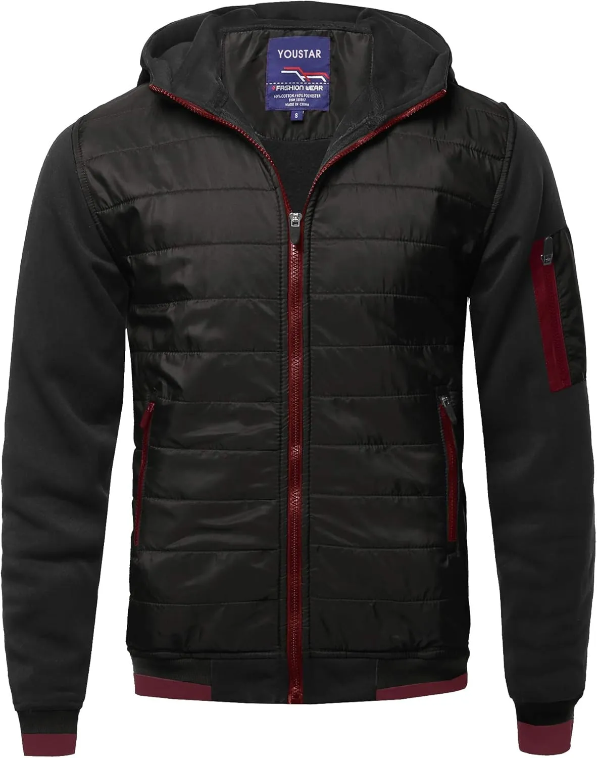 Youstar Men's Casual Basic Quilted Bomber Jacket