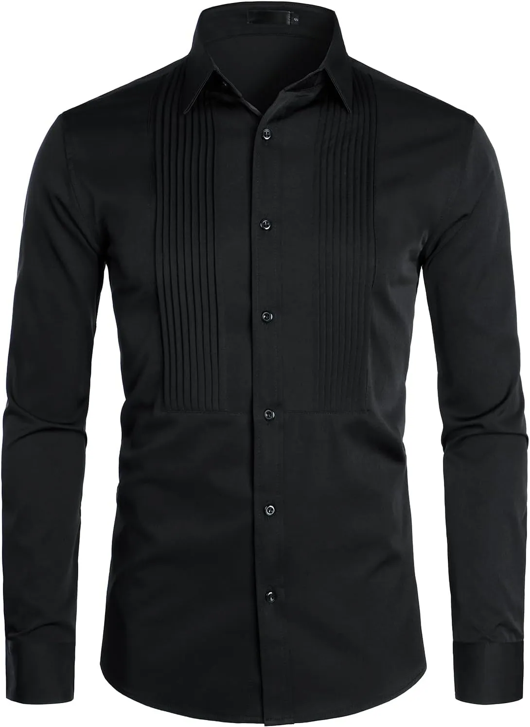 ZEROYAA Mens Slim Fit Long Sleeve Tuxedo Dress Shirts/Prom Performing Shirts